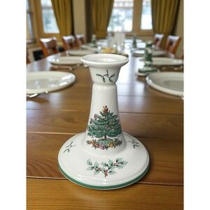 Vintage SPODE England Christmas Tree 5.5" Candlestick‎ Candle Holder EUC